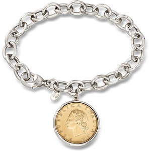 image:imageRossSimons Italian Genuine 20Lira Coin Charm Bracelet in Sterling Silverno gemstone