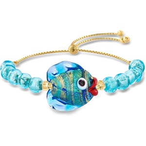 image:imageRossSimons Italian Multicolored Murano Glass Fish and Bead Bolo Bracelet With 18kt Gold Over Sterling