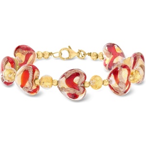 image:imageRossSimons Italian Murano Glass Heart Bracelet With 18kt Gold Over Sterling 7 inches
