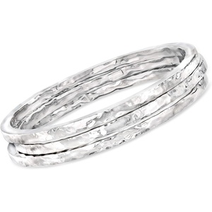 image:imageRossSimons Italian Sterling Silver Jewelry Set 3 Hammered Bangle Braceletsno gemstone