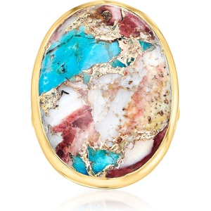 image:imageRossSimons Kingman Turquoise Ring in 18kt Gold Over SterlingCreated Turquoise