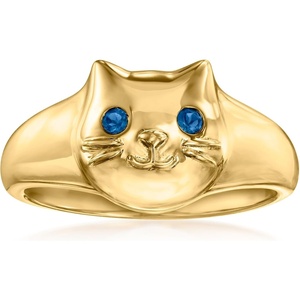 image:imageRossSimons London Blue Topaz Cat Ring in 18kt Gold Over SterlingTopaz
