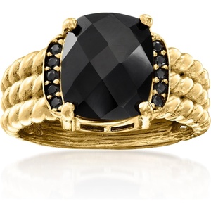 image:imageRossSimons Onyx and 20 ct tw Black Spinel Ring in 18kt Gold Over SterlingOnyx
