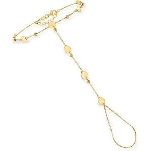 image:imageRossSimons Pure Collection 14kt Yellow Gold Disc Station Hand Chain Bracelet 7 inches