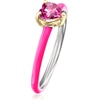 image:imagePure Collection by RossSimons 050 Carat Pink Topaz Heart Ring With Single Diamond and Pink Enamel in Sterling Silver and 14kt Yellow GoldTopaz