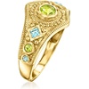 image:imageRossSimons 030 ct tw Peridot and 24 ct tw Swiss Blue Topaz Milgrain Ring in 18kt Gold Over SterlingPeridot