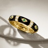 image:imageRossSimons 030 ct tw White Topaz Evil Eye Ring With Black Enamel and Emeralds in 18kt Gold Over SterlingEmerald