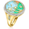 image:imageRossSimons 030 ct tw White Topaz and Multicolored Enamel Beach Ring With 10 Carat Swiss Blue Topaz in 18kt Gold Over SterlingTopaz