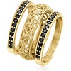image:imageRossSimons 060 ct tw Black Spinel and Scrollwork Jewelry Set 3 Rings in 18kt Gold Over SterlingSpinel