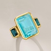 image:imageRossSimons 1400 Carat Blue Quartz and 220 ct tw London Blue Topaz 3Stone Ring in 18kt Gold Over SterlingQuartz