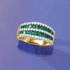 image:imageRossSimons 150 ct tw Emerald and 73 ct tw Diamond MultiRow Dome Ring in 14kt Yellow GoldEmerald