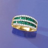 image:imageRossSimons 150 ct tw Emerald and 73 ct tw Diamond MultiRow Dome Ring in 14kt Yellow GoldEmerald