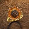 image:imageRossSimons 170 ct tw Citrine and 80 ct tw Smoky Quartz Sunflower Ring in 18kt Gold Over SterlingCitrine