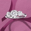 image:imageRossSimons 225 ct tw Moissanite 3Stone Ring in Sterling SilverMoissanite