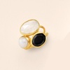 image:imageRossSimons Onyx Moonstone and 8mm Cultured Pearl Ring in 18kt Gold Over Sterling