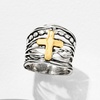 image:imageRossSimons Sterling Silver and 14kt Yellow Gold MultiRow Cross RingOther
