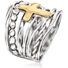 image:imageRossSimons Sterling Silver and 14kt Yellow Gold MultiRow Cross RingOther
