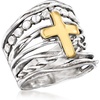 image:imageRossSimons Sterling Silver and 14kt Yellow Gold MultiRow Cross RingOther