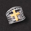image:imageRossSimons Sterling Silver and 14kt Yellow Gold MultiRow Cross RingOther