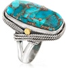 image:imageRossSimons Turquoise RopedEdge Ring in Sterling Silver With 18kt Gold Over SterlingCreated Turquoise