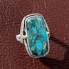 image:imageRossSimons Turquoise RopedEdge Ring in Sterling Silver With 18kt Gold Over SterlingCreated Turquoise