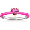 image:imagePure Collection by RossSimons 050 Carat Pink Topaz Heart Ring With Single Diamond and Pink Enamel in Sterling Silver and 14kt Yellow GoldTopaz