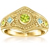 image:imageRossSimons 030 ct tw Peridot and 24 ct tw Swiss Blue Topaz Milgrain Ring in 18kt Gold Over SterlingPeridot
