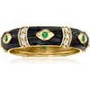 image:imageRossSimons 030 ct tw White Topaz Evil Eye Ring With Black Enamel and Emeralds in 18kt Gold Over SterlingEmerald