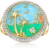 image:imageRossSimons 030 ct tw White Topaz and Multicolored Enamel Beach Ring With 10 Carat Swiss Blue Topaz in 18kt Gold Over SterlingTopaz