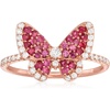 image:imageRossSimons 045 ct tw Ruby and 30 ct tw Diamond Butterfly Ring in 14kt Rose GoldRuby