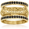 image:imageRossSimons 060 ct tw Black Spinel and Scrollwork Jewelry Set 3 Rings in 18kt Gold Over SterlingSpinel