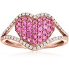 image:imageRossSimons 060 ct tw Pink Sapphire and 20 ct tw Diamond Heart Ring in 14kt Rose GoldSapphire