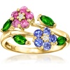 image:imageRossSimons 093 ct tw MultiGemstone Flower Ring in 18kt Gold Over SterlingDiopside