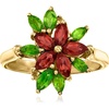 image:imageRossSimons 120 ct tw Garnet and 90 ct tw Chrome Diopside Flower Ring With Citrines in 18kt Gold Over SterlingCitrine