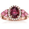 image:imageRossSimons 130 Carat Rhodolite Garnet and 10 ct tw Pink Tourmaline Ring With 20 ct tw White Zircon in 18kt Rose Gold Over SterlingRhodolite Garnet