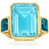 image:imageRossSimons 1400 Carat Blue Quartz and 220 ct tw London Blue Topaz 3Stone Ring in 18kt Gold Over SterlingQuartz