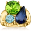 image:imageRossSimons 14kt Yellow GoldPlated Ring With Simulated Tonal Blue and Green GemstonesNo Gemstone