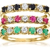 image:imageRossSimons 150 ct tw MultiGemstone Jewelry Set 3 Rings in 18kt Gold Over SterlingEmerald