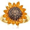 image:imageRossSimons 170 ct tw Citrine and 80 ct tw Smoky Quartz Sunflower Ring in 18kt Gold Over SterlingCitrine