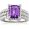 image:imageRossSimons 230 Carat Amethyst 3Row Ring With White Topaz in Sterling SilverAmethyst