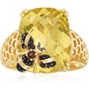 image:imageRossSimons 875 Carat Lemon Quartz Bumblebee Ring With Smoky Quartz and Black Spinels in 18kt Gold Over SterlingQuartz