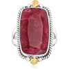image:imageRossSimons 950 Carat Ruby RopedEdge Ring in Sterling Silver With 18kt Gold Over SterlingRuby