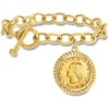 image:imageRossSimons Italian 18kt Gold Over Sterling Replica Lira Coin and OvalLink Toggle Braceletno gemstone