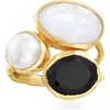image:imageRossSimons Onyx Moonstone and 8mm Cultured Pearl Ring in 18kt Gold Over Sterling