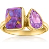 image:imageRossSimons Purple Turquoise and 110 Carat Amethyst Toi Et Moi Ring in 18kt Gold Over SterlingAmethyst