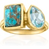 image:imageRossSimons Turquoise and 130 Carat Sky Blue Topaz Toi Et Moi Ring in 18kt Gold Over SterlingCreated Turquoise