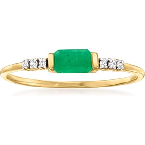 image:imagePure Collection by RossSimons 020 Carat Emerald Ring With Diamonds in 14kt Yellow GoldEmerald