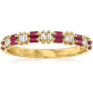 image:imagePure Collection by RossSimons 030 ct tw Ruby and 11 ct tw Diamond Ring in 14kt Yellow GoldRuby