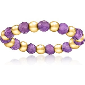 image:imagePure Collection by RossSimons 080 ct tw Amethyst Bead Stretch Ring With 14kt Yellow GoldAmethyst