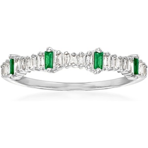 image:imageRossSimons 014 ct tw Diamond and 10 ct tw Emerald Ring in 14kt White GoldEmerald